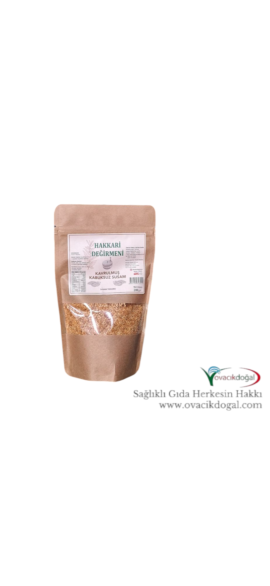 HAKKARİ DEĞİRMENİ KAVRULMUŞ KABUKSUZ SUSAM 200 GR